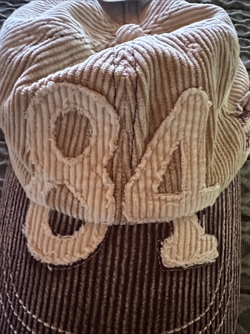 Free People Hollie Varaity Ivory & Brown Corduroy Baseball Cap with '84' Patch - Picture 5 of 15